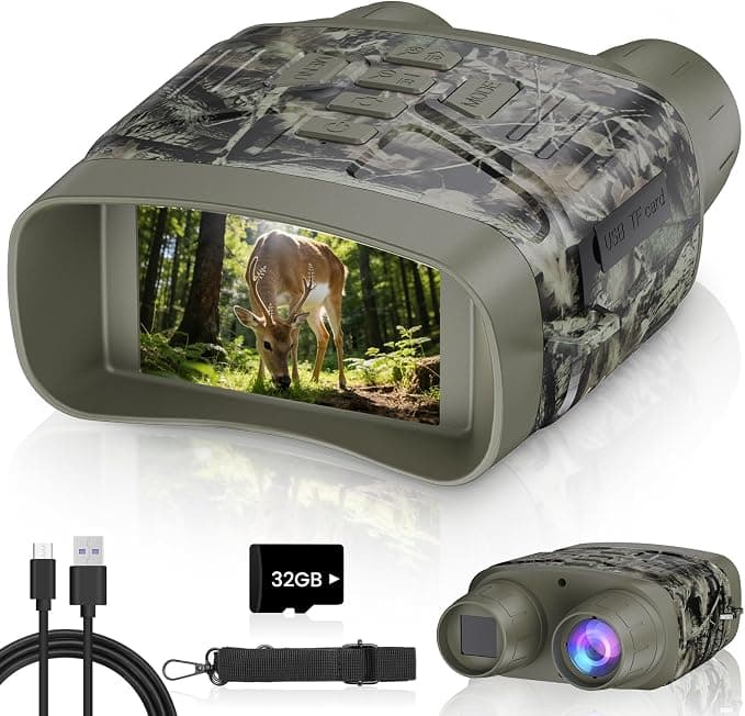 Night Vision Goggles for Adults, 4K Night Vision Binoculars with 5000mAh Rechargeable Battery and 32GB TF Card for Hunting, Wildlife Observation and Security