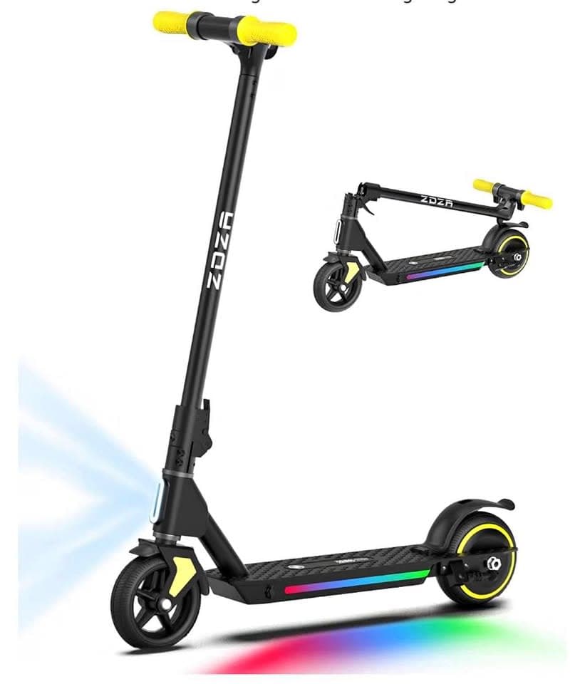 ZDZA ZK01 Electric Scooter for Kids Ages 6–12, Foldable & Lightweight, Adjustable Speed (5/8/10 MPH)