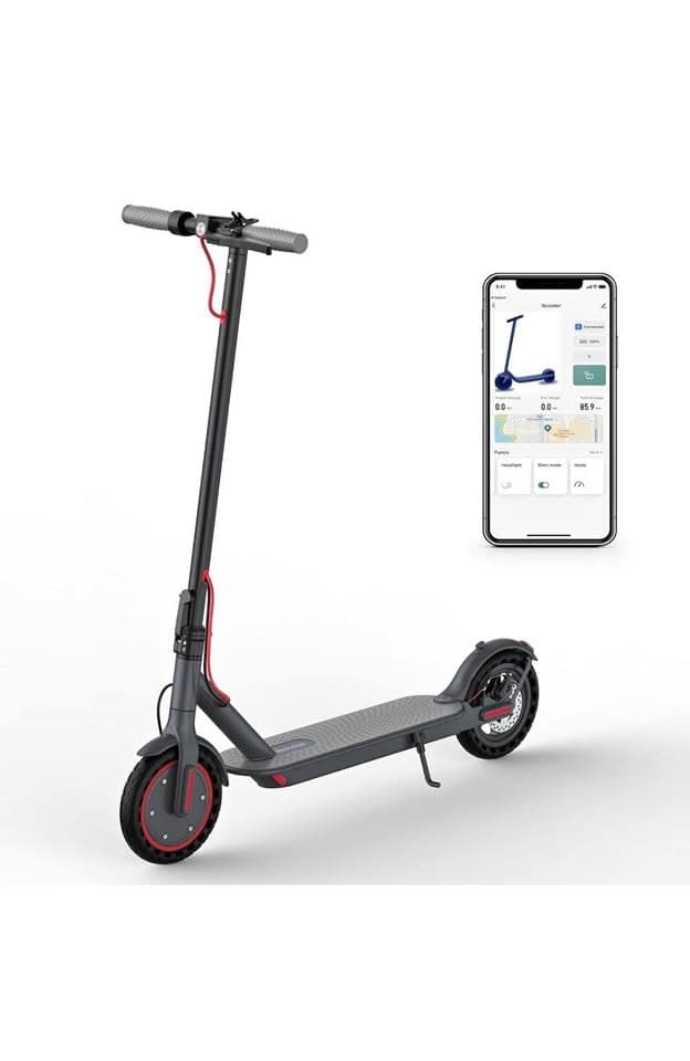 Electric Scooter - 8.5" Solid Tires, 350W Motor, Up to 19 MPH and 15 Miles Long-Range Portable Folda