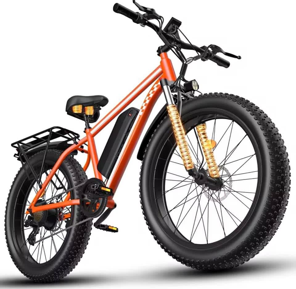 Peak 1500W Electric Bicycle 48V 15Ah Battery 32mph E-Bike with 26x4 Inch Off-Road Tires Mountain Ebi